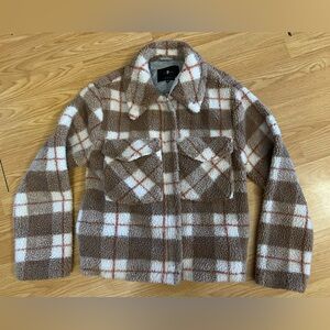 7 For All Mankind Sherpa Jacket in Brown and Cream